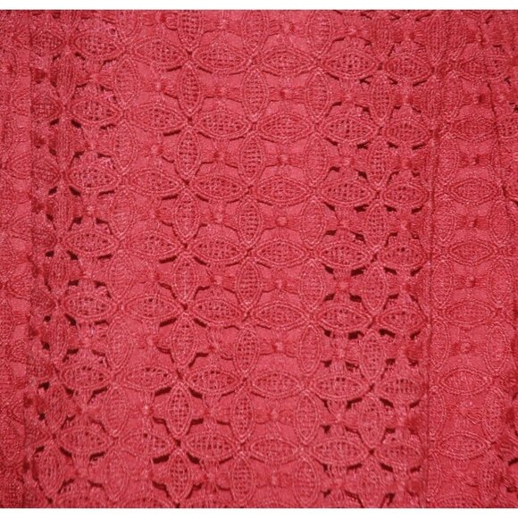 Francesca's Burgundy Rust Sheath Dress Size L Lined Embroidered Lace Fit & Flare - Picture 4 of 14